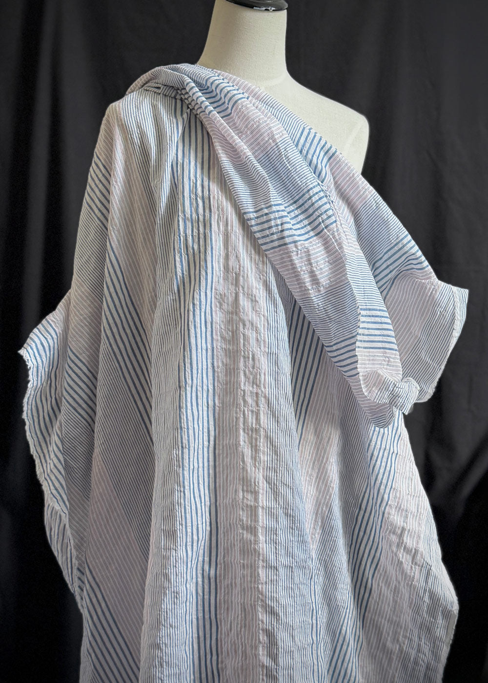 Seaside Stripe, Organic Cotton Shirting - Red