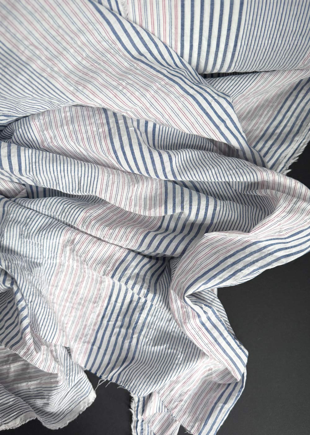 Seaside Stripe, Organic Cotton Shirting - Red