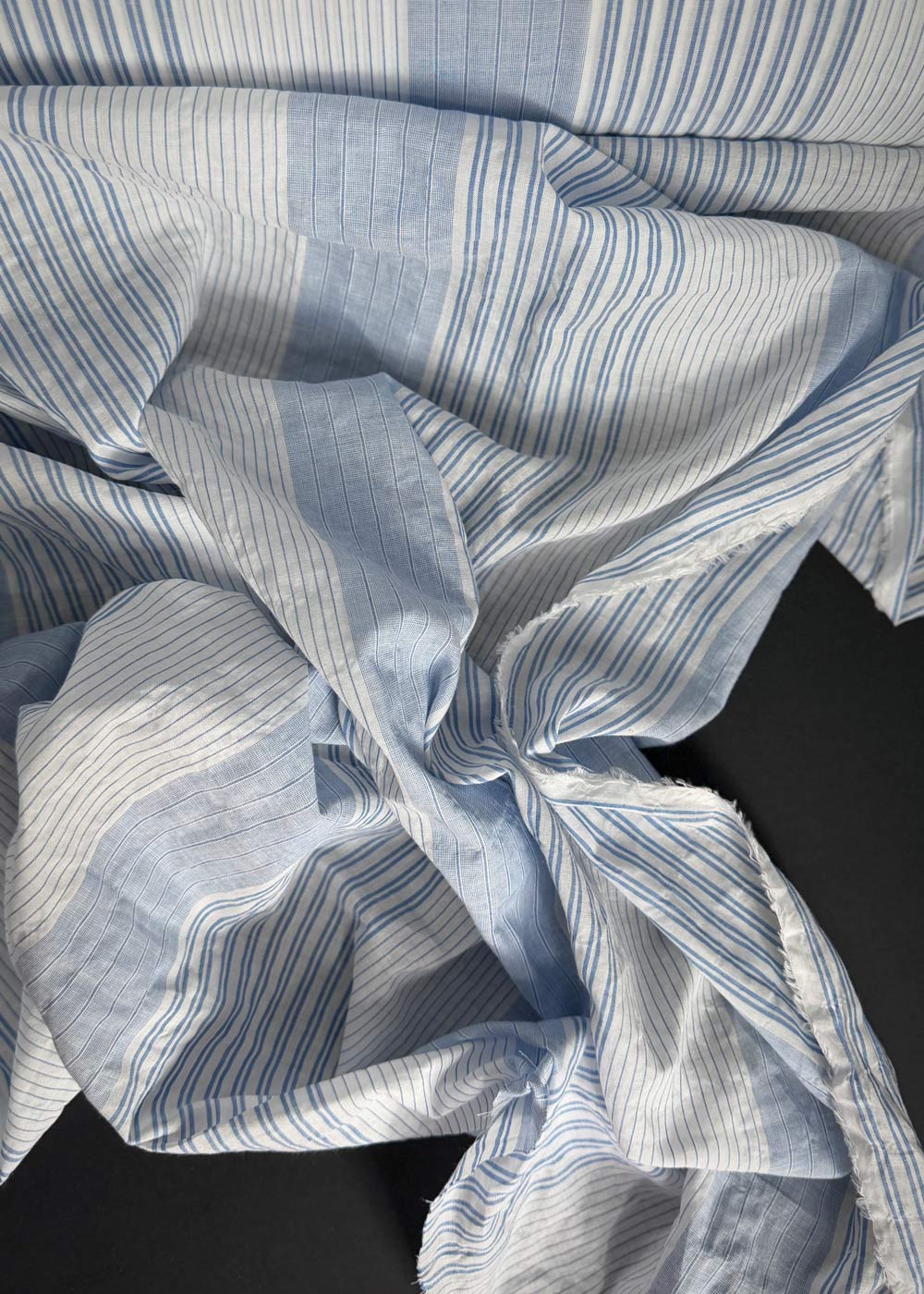 Seaside Stripe, Organic Cotton Shirting - Blue