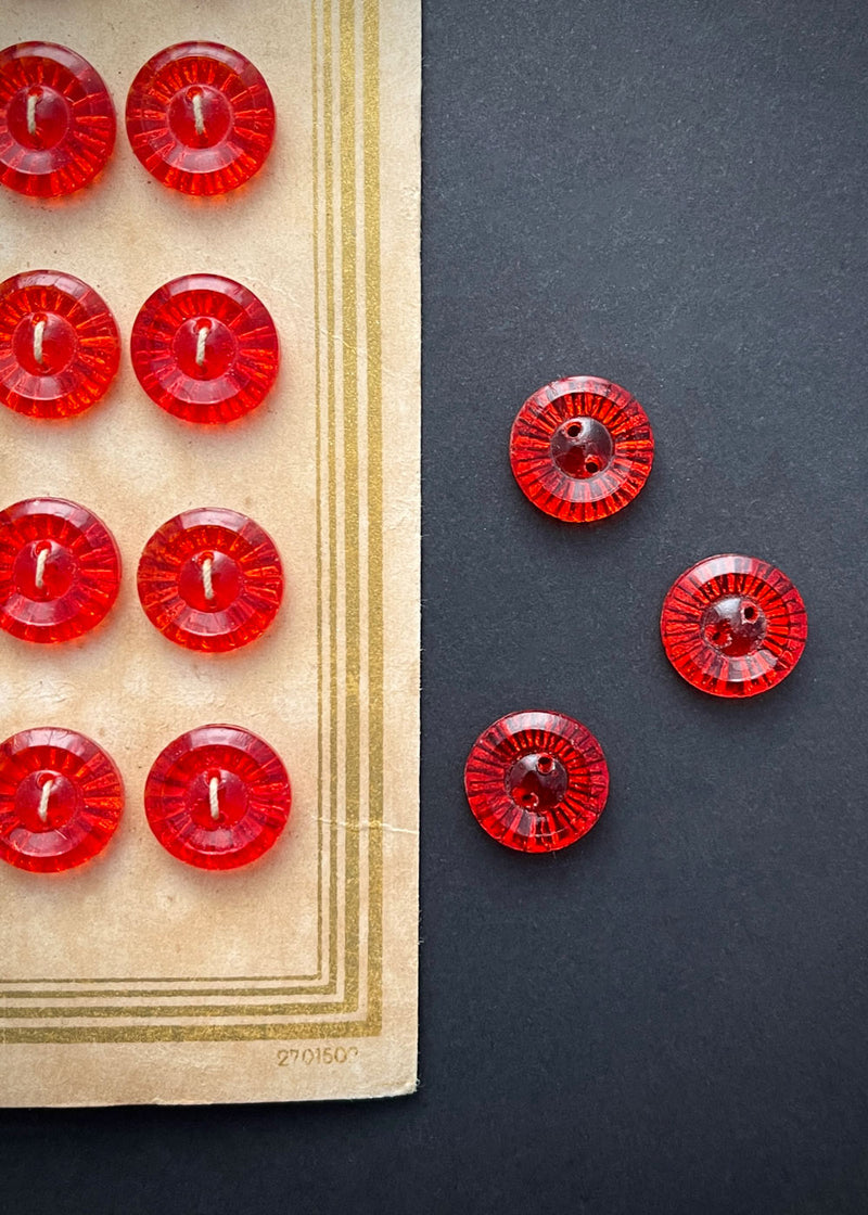 Vintage Glass Buttons - Red Jewel
