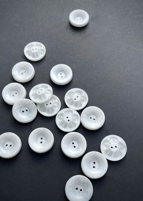 Vintage Buttons, What Lies Beneath. White 20mm