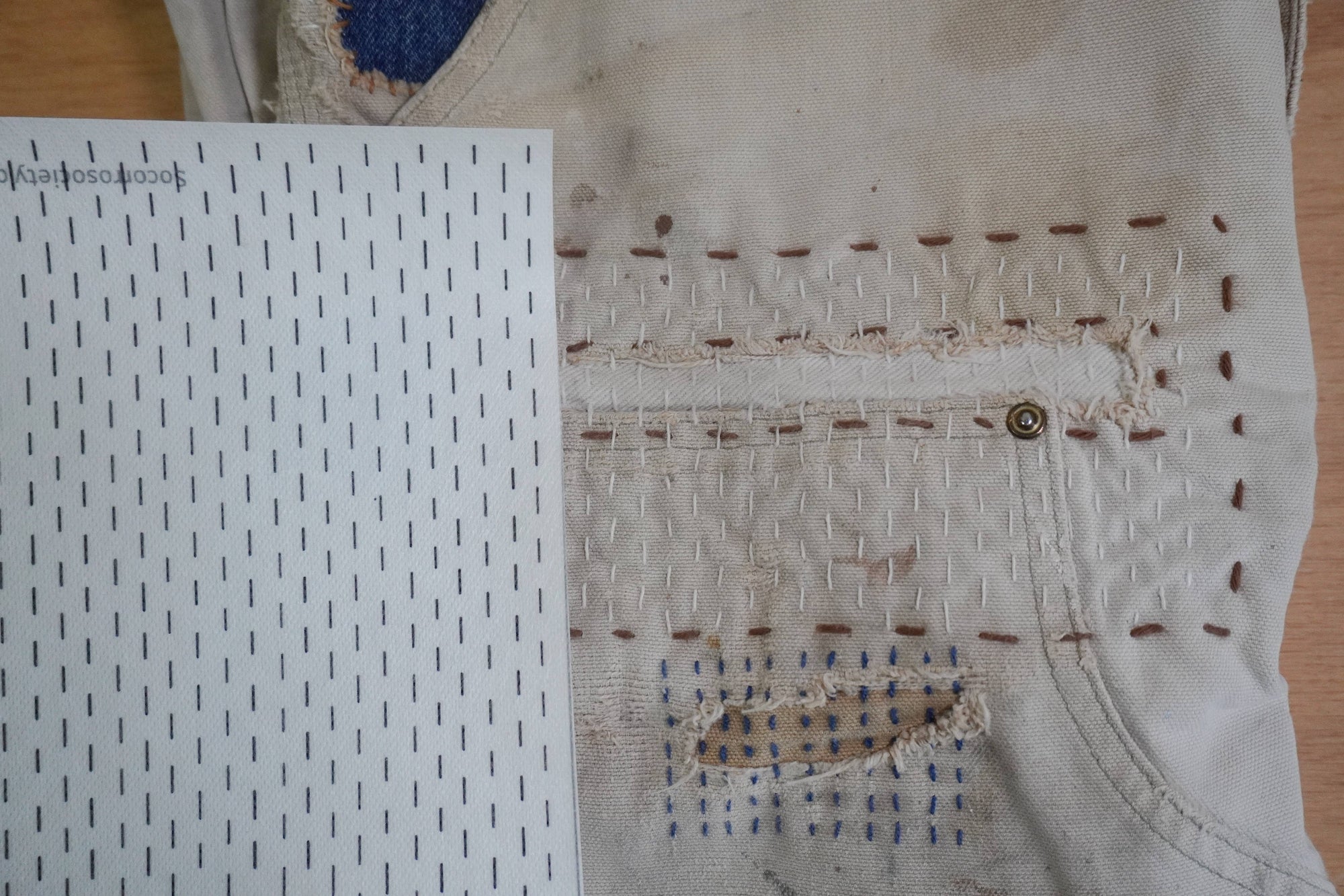 Visible Mending Stick and Stitch Lined Guides