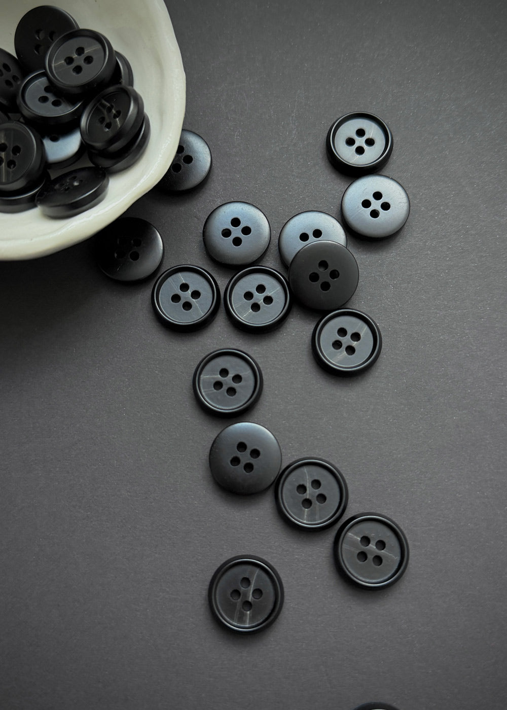 Black Tortoise Shell Buttons, 15mm