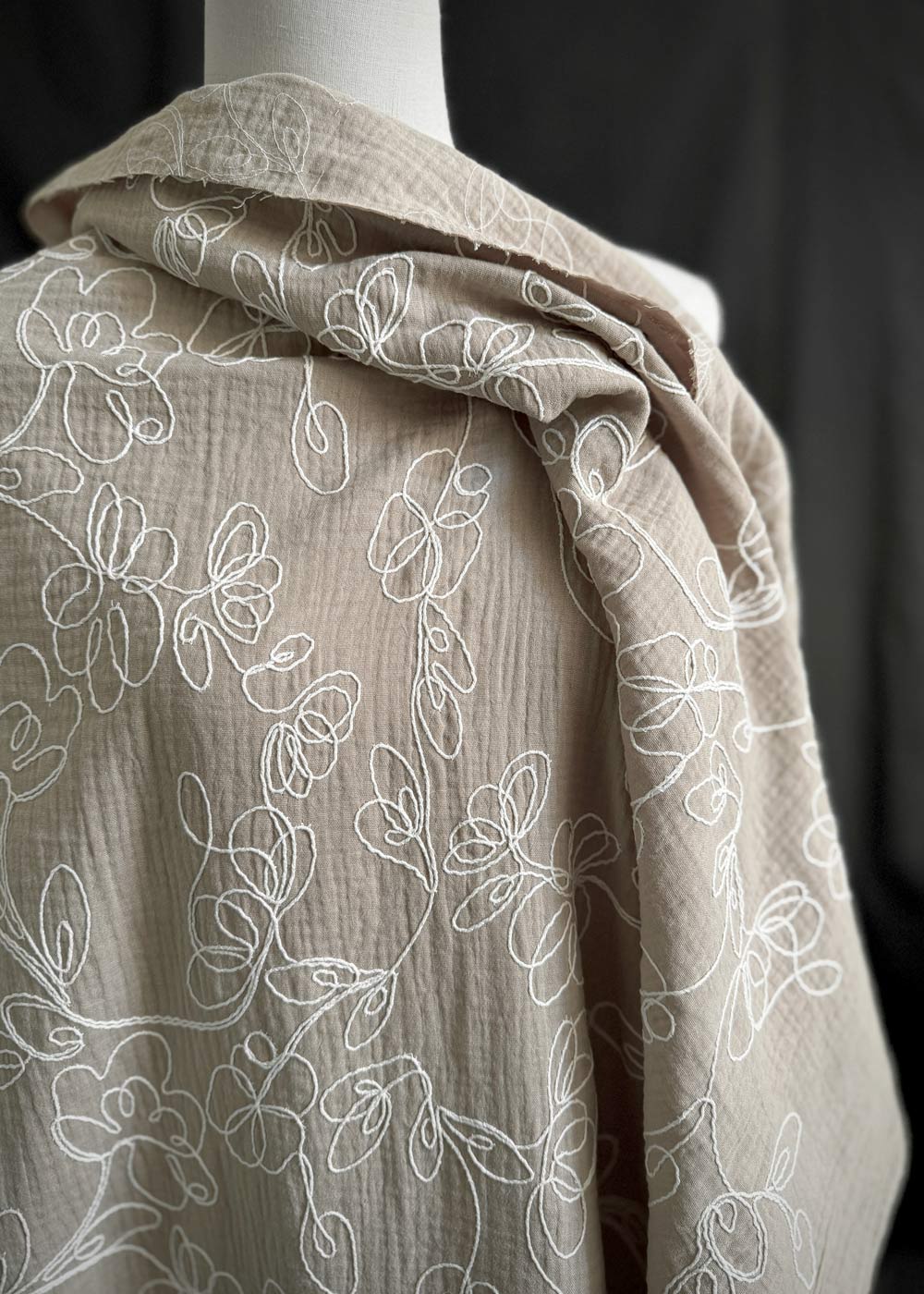 Camille Fern Green -  Embroidered Double Gauze