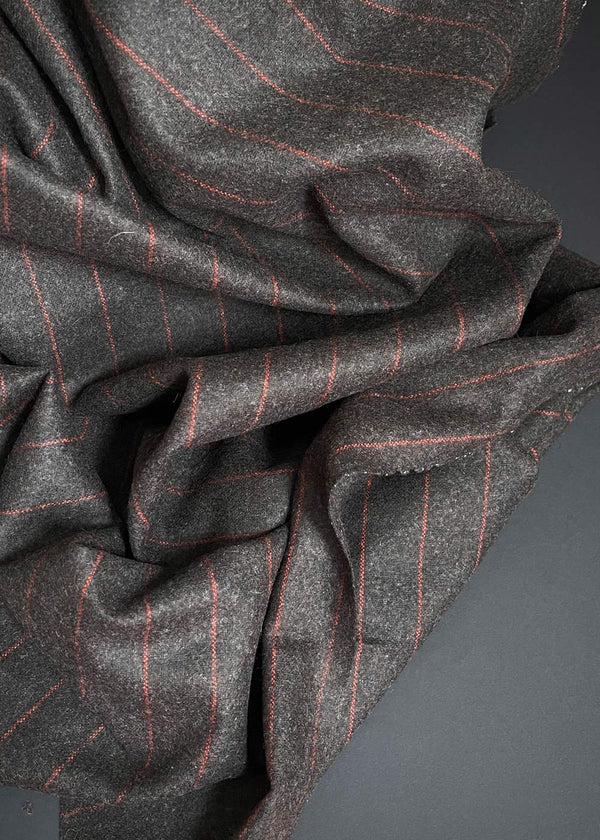 Chocolate Stripe Wool Fabric