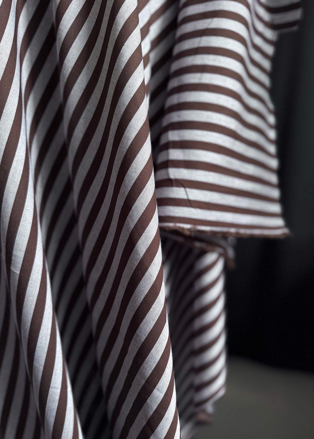 Choc Stripe Cotton Shirting