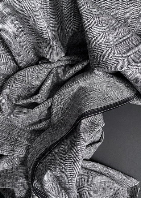 Concord Herringbone, Linen Cotton. Coal