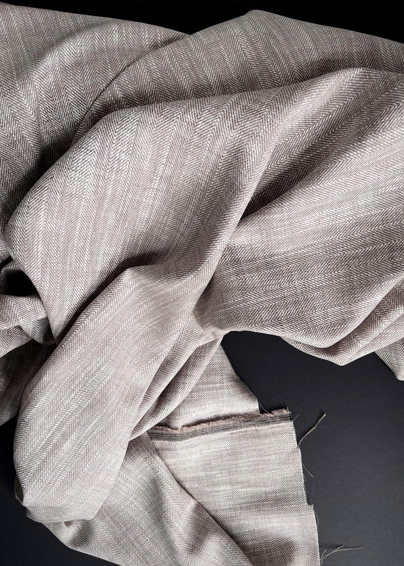 Concord Herringbone, Linen Cotton. Taupe