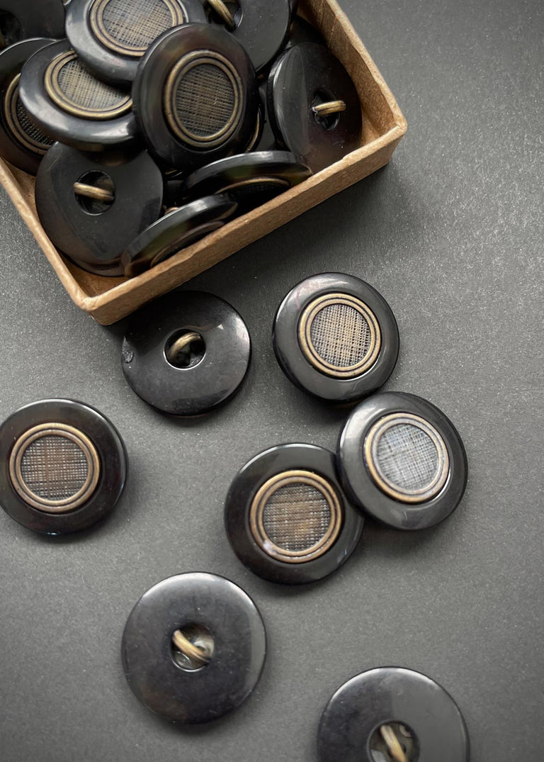 Shank Shell Button Cross Hatch Antique Brass Tortoise Shell Shank Buttons. 23mm – Miss Maude