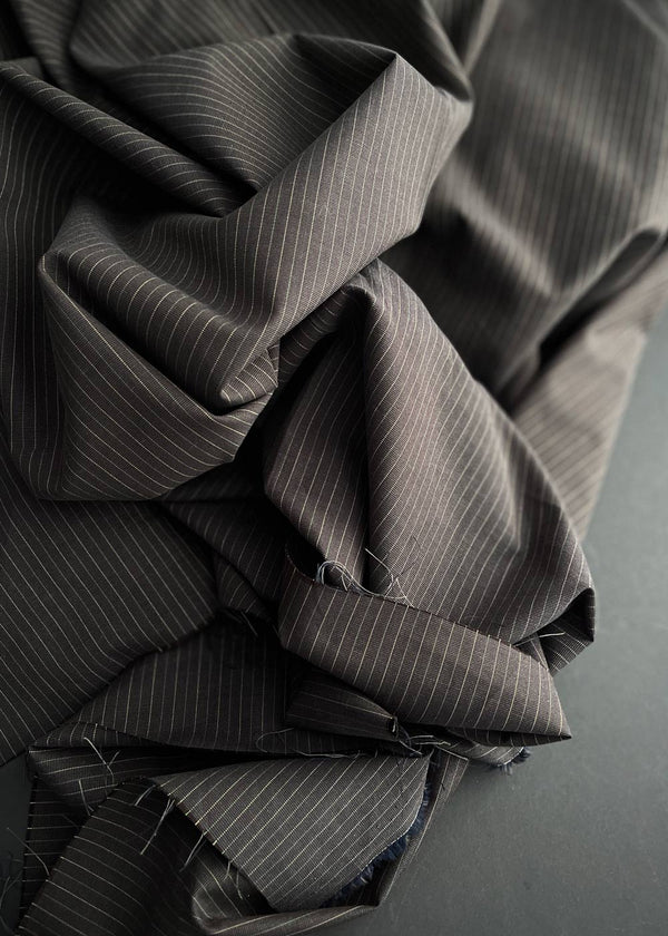 Italian Cotton Shirting - Dark Shroom Stripe