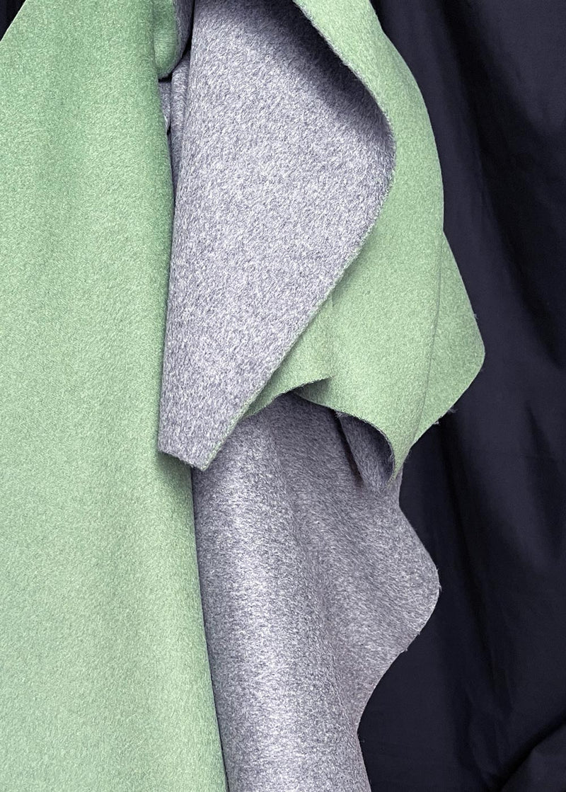 Double Faced Pure Wool Coating - Wandering Green