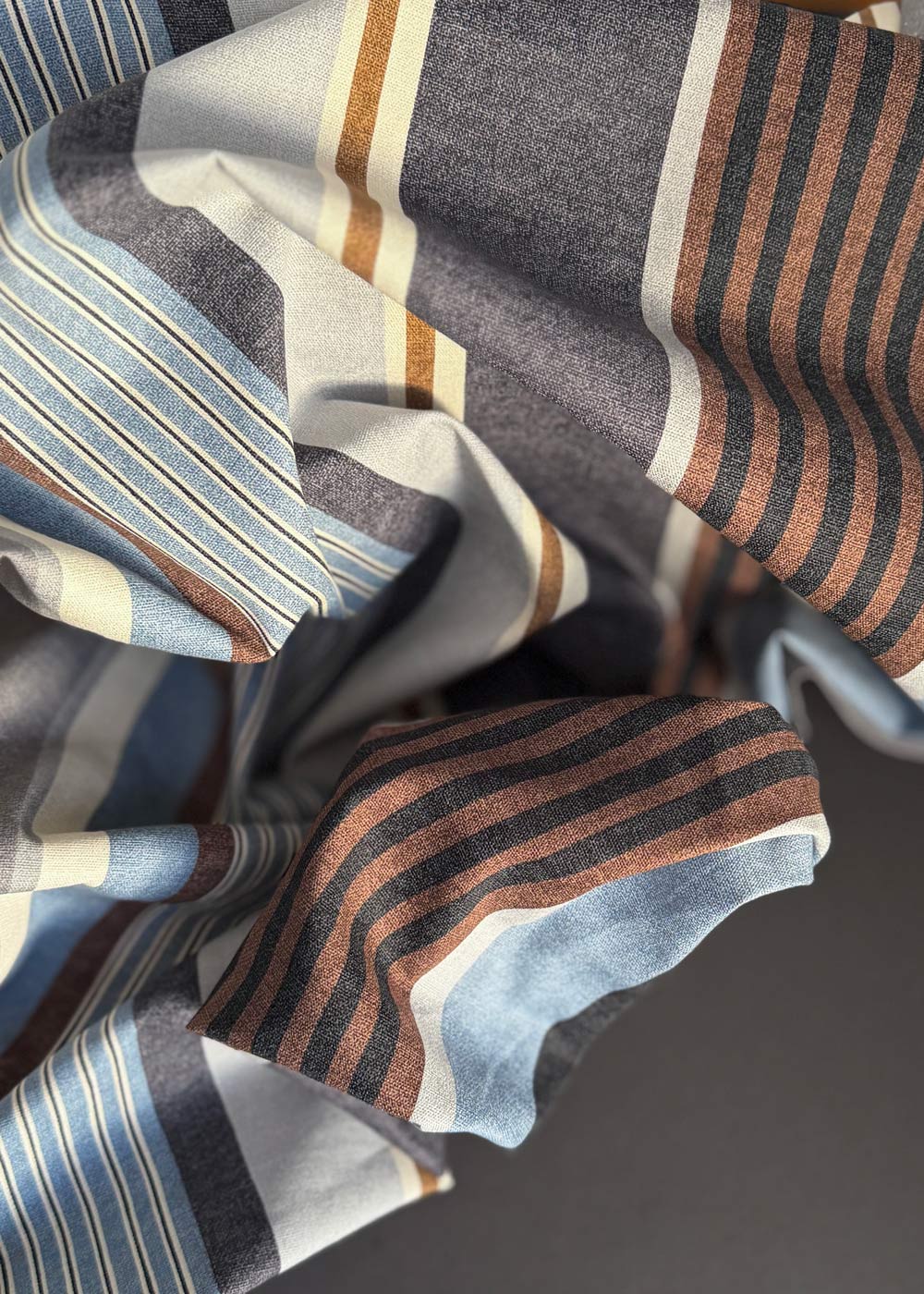 Dynamic Cotton Canvas Stripe - Blue White Brown