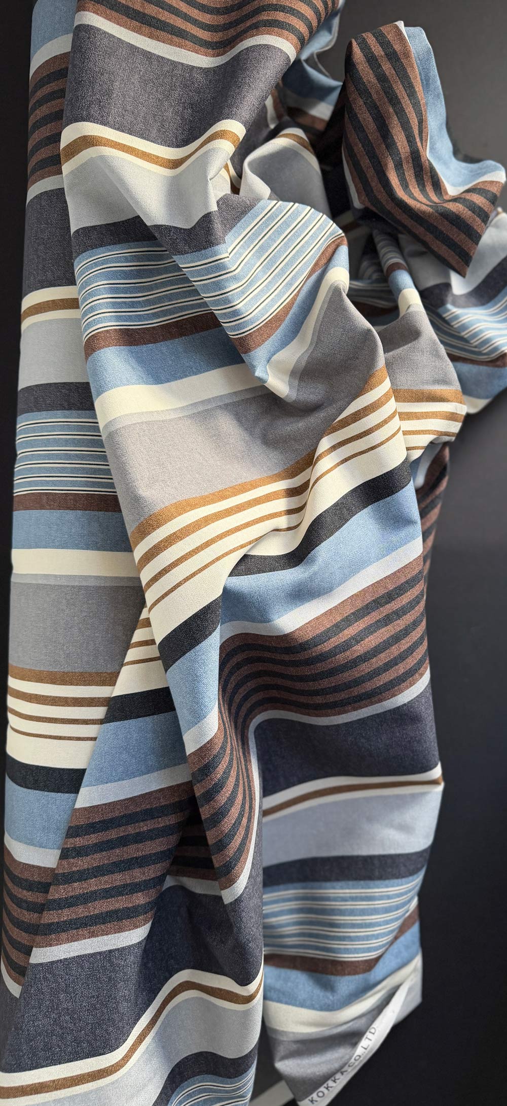 Dynamic Cotton Canvas Stripe - Blue White Brown