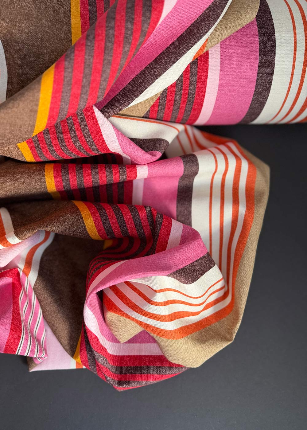 Dynamic Cotton Canvas Stripe - Pink Red Brown