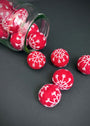 Embroidered Pure Wool Felt Ball. Bright Red