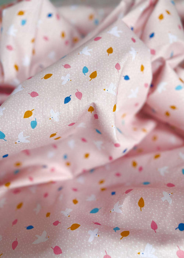 Cotton Poplin Fabric, Flight of Fancy Pink