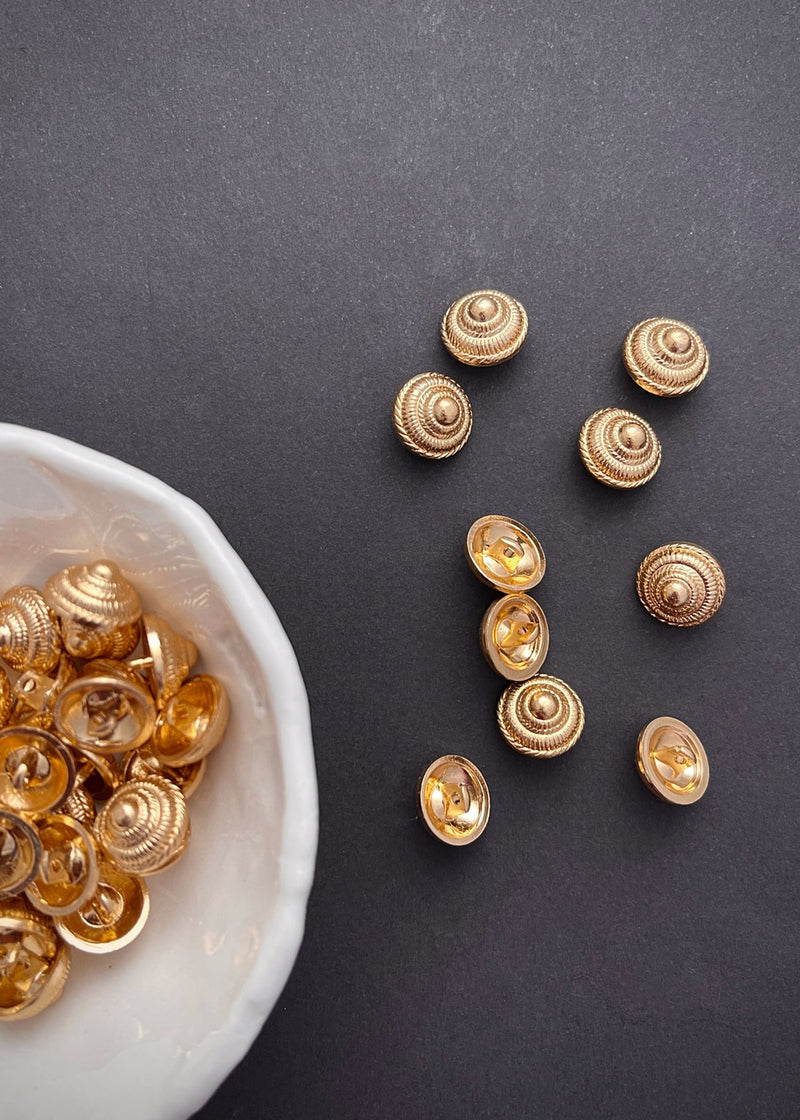 Vintage Metal Buttons, Gold Cone 11mm
