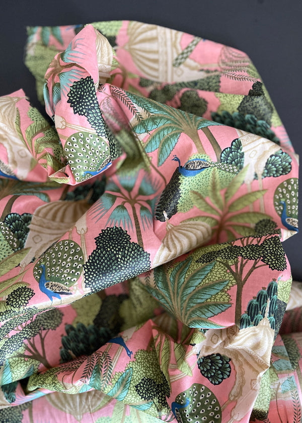 Hand Printed Cotton - Peacock Plume