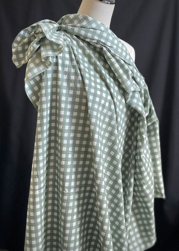 Hand Printed Cotton - Sage Check