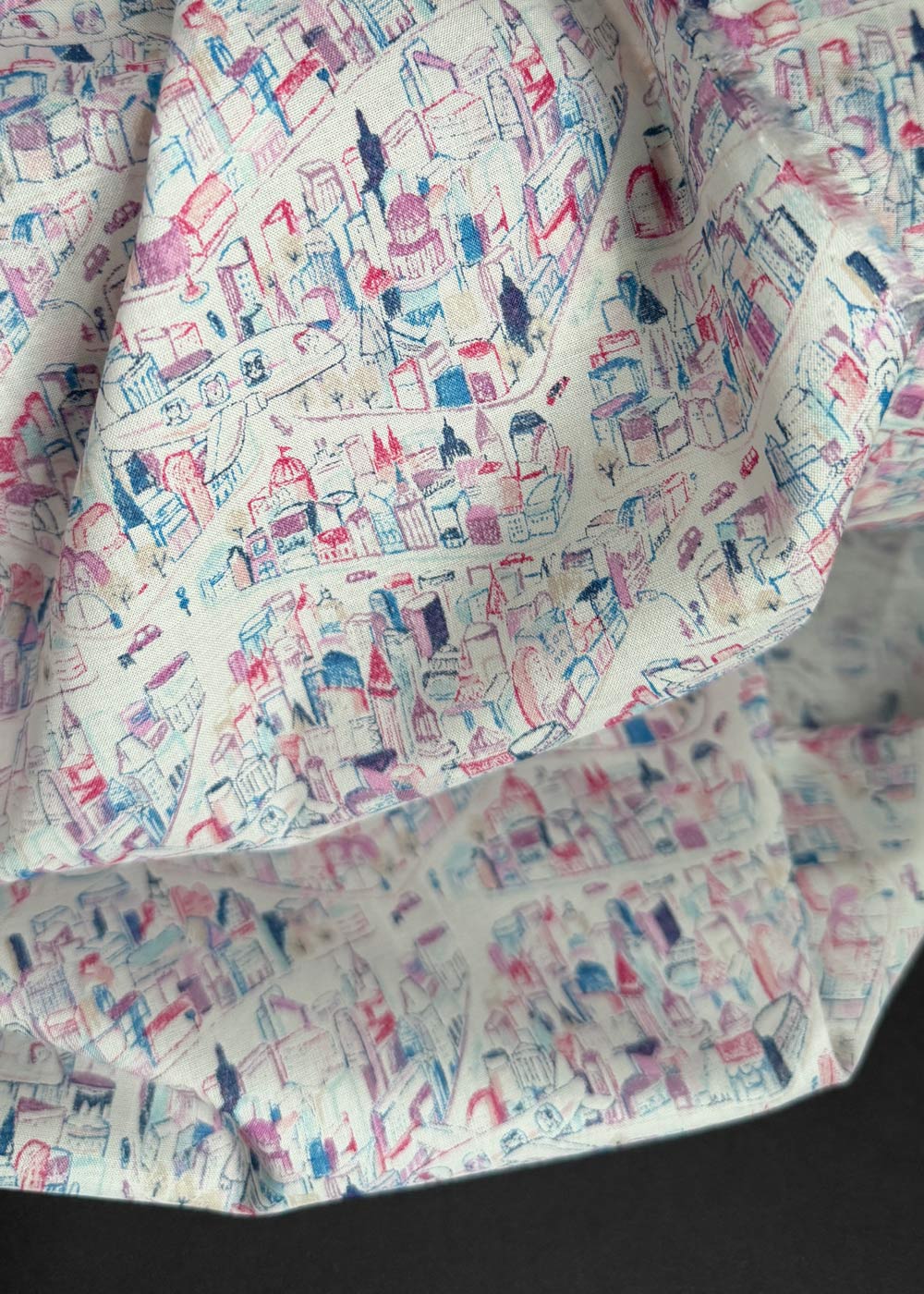 Hustle Bustle - Fine Cotton Lawn. Pink