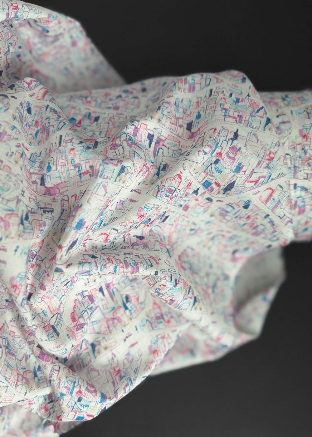 Hustle Bustle - Fine Cotton Lawn. Pink