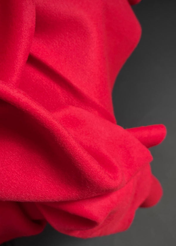 Italian Wool Cashmere Melton - Bright Red