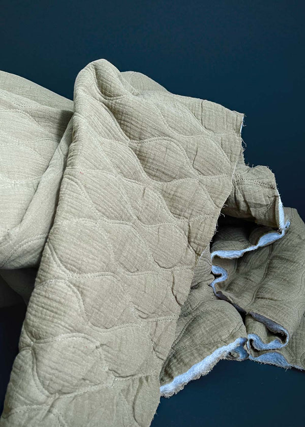 Marty Quilted Cotton - Olive Green (flaw)