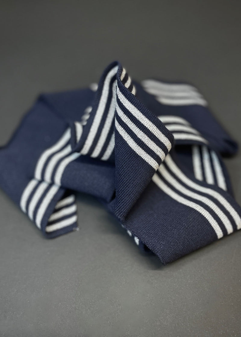 Striped Cotton Rib - Navy + Silver