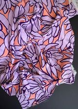 Inked Bouquet Peach and Lilac, Ecovero Viscose