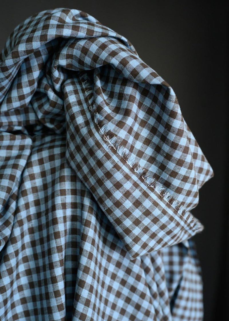 Northern Blues Gingham Laundered Cotton Linen