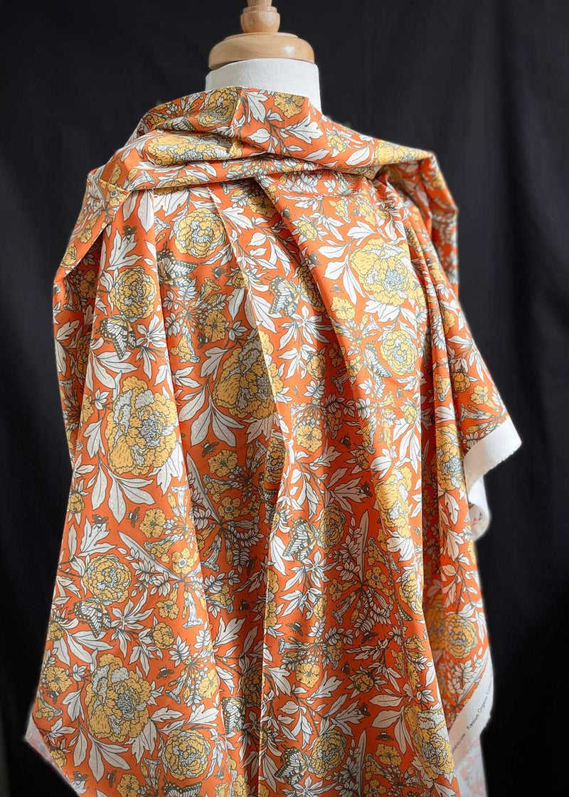 Organic Cotton Poplin - Peonies Sunburst