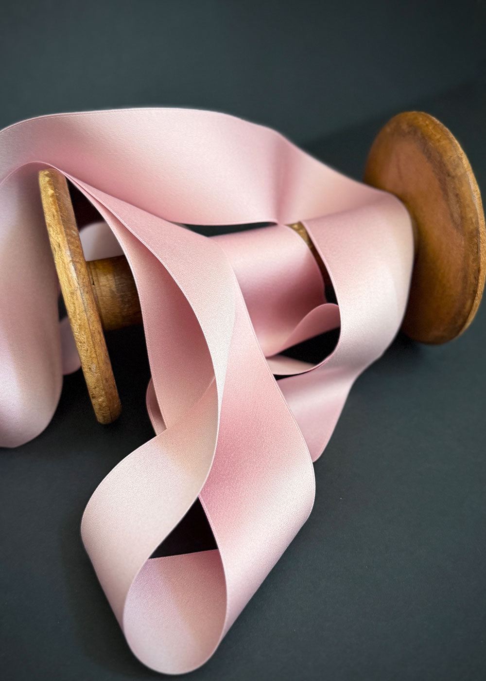 Organic Cotton Double Sided Satin Ribbon. Powder