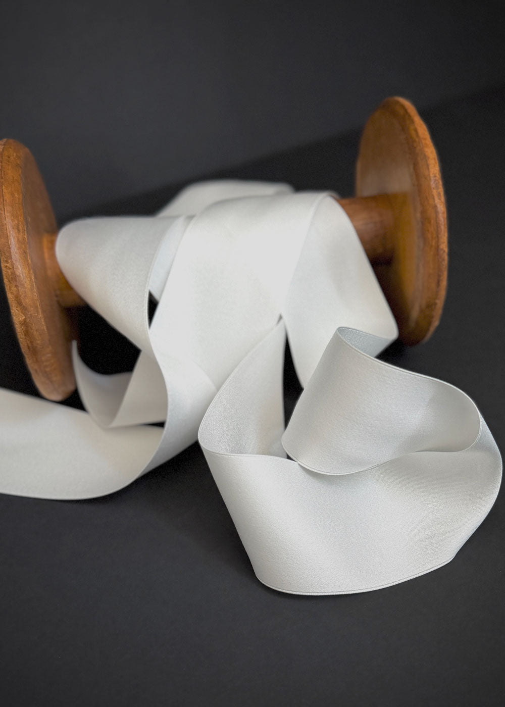 Organic Cotton Double Sided Satin Ribbon. White