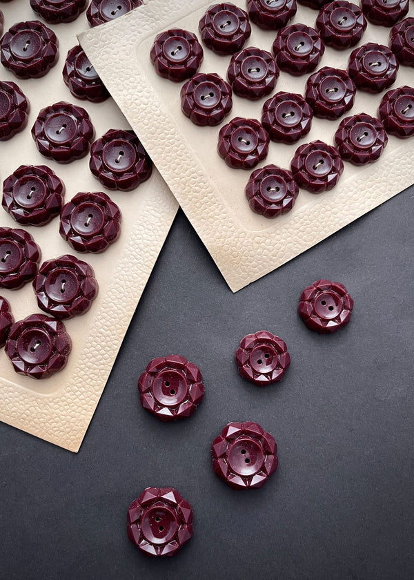Vintage Geometric Buttons, Oxblood 18mm or 22mm