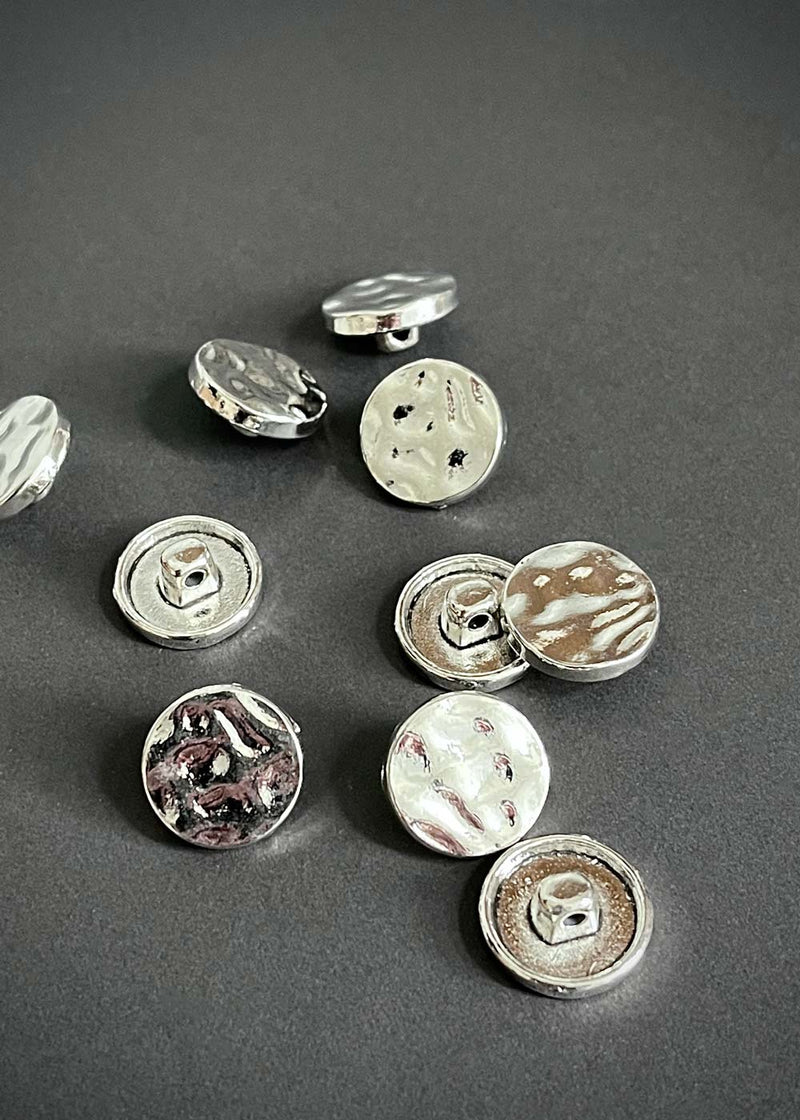 Metal Buttons -  Shank Polished Silver 16mm