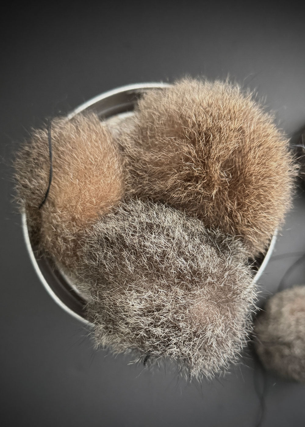 Possum Fur Pom Poms - Natural Grey