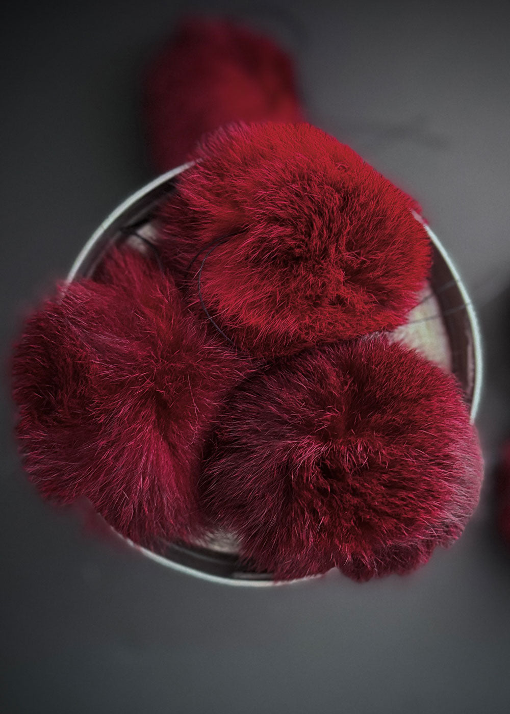 Possum Fur Pom Poms - Red