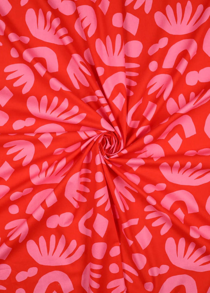 Puzzle Directions Red, Cotton Poplin