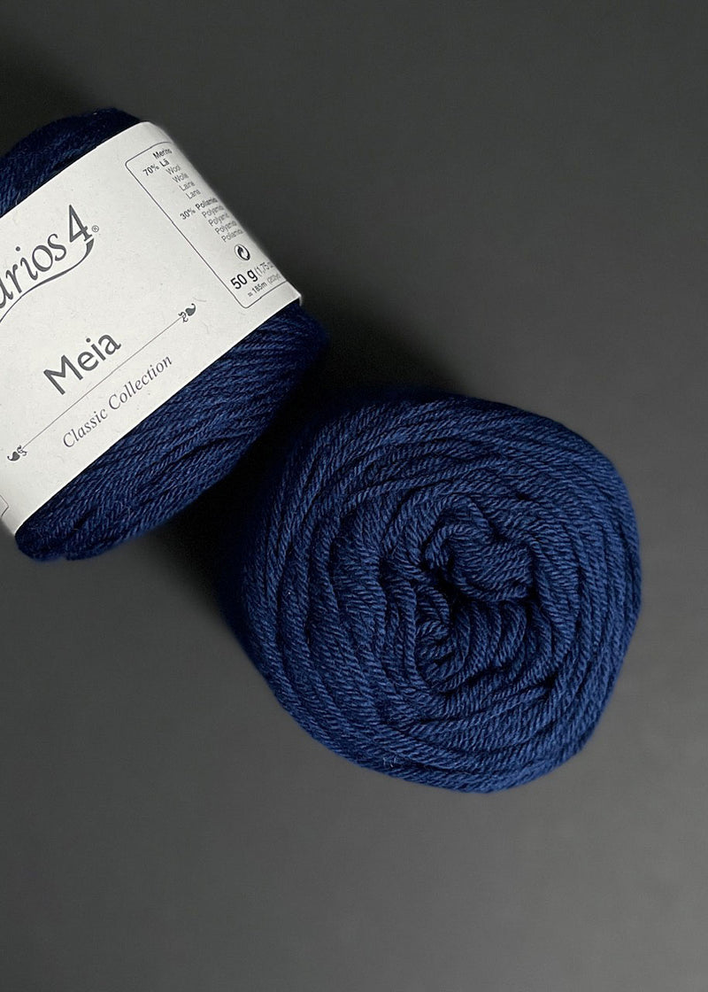 Rosários4 Meia. Merino 4ply Yarn - Navy 12