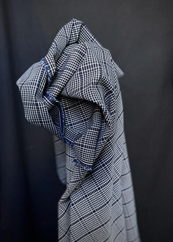 Sanded Indigo Check Jacquard