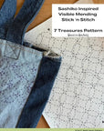 Sashiko Inspired Mending Stick and Stitch Patterns - Seven Treasures