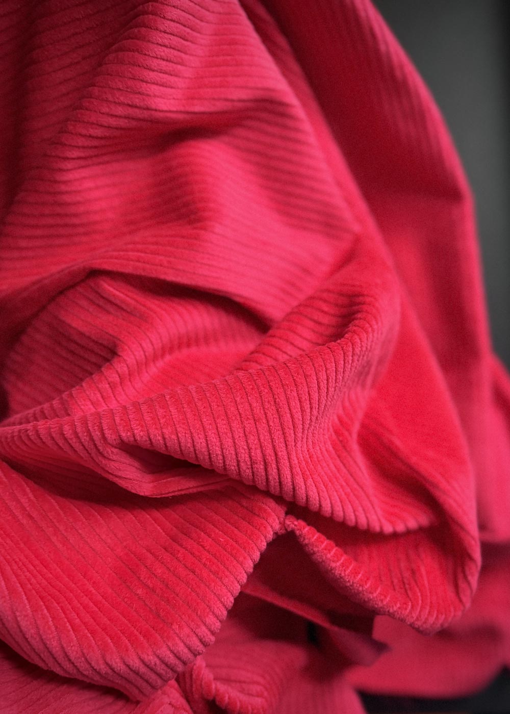 Soft 4.5 Wale Cotton Corduroy.  Cherry Ripe