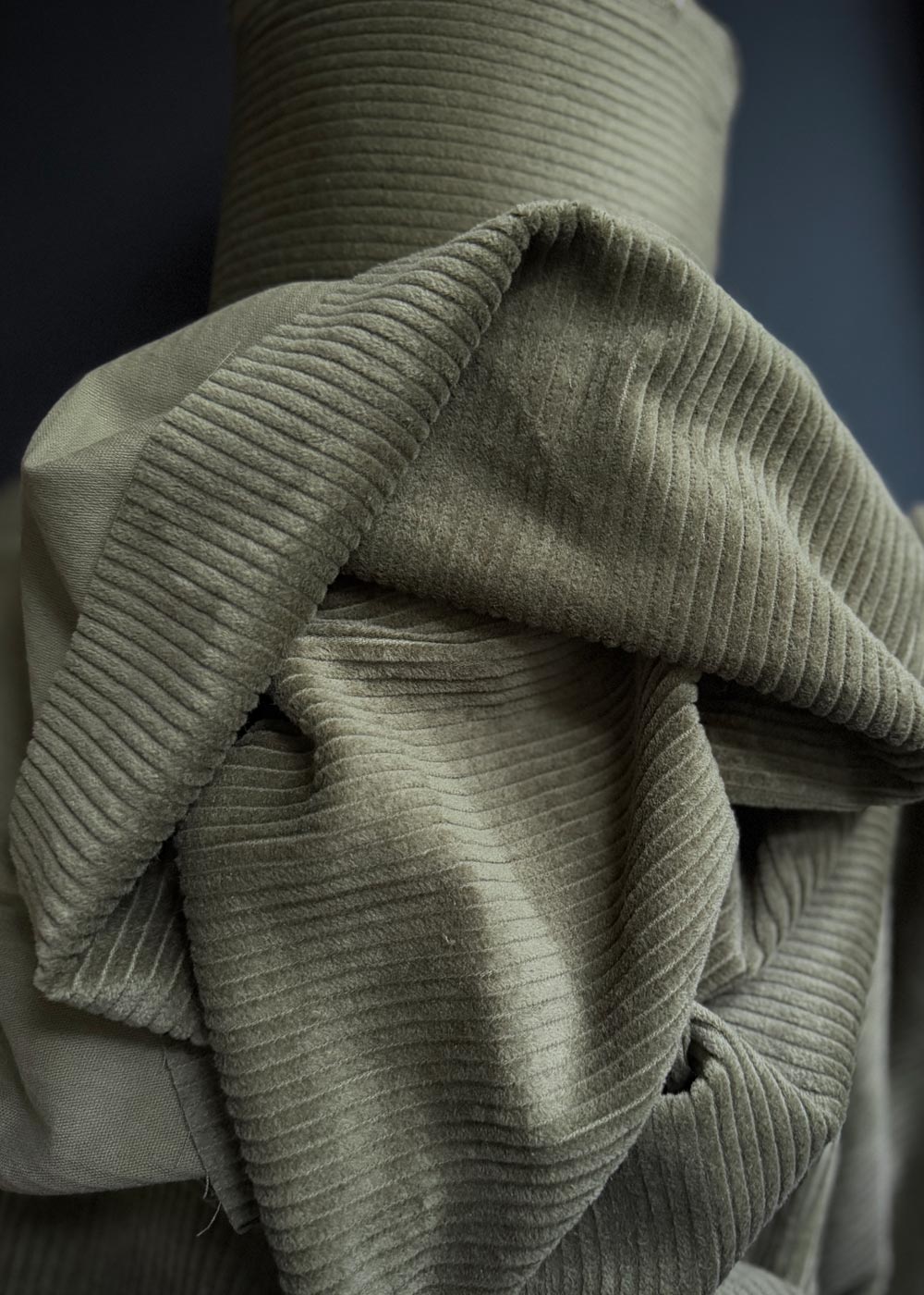 Soft 4.5 Wale Cotton Corduroy.  Kelp
