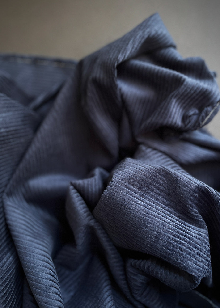 Soft 4.5 Wale Cotton Corduroy. Ink Navy – Miss Maude