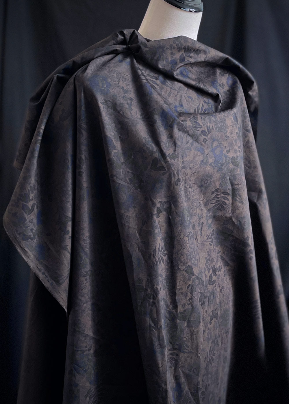 Stella Floral, Abyss.  Cotton Poplin Fabric