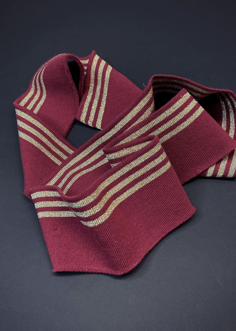 Striped Cotton Rib - Burnt Red + Gold