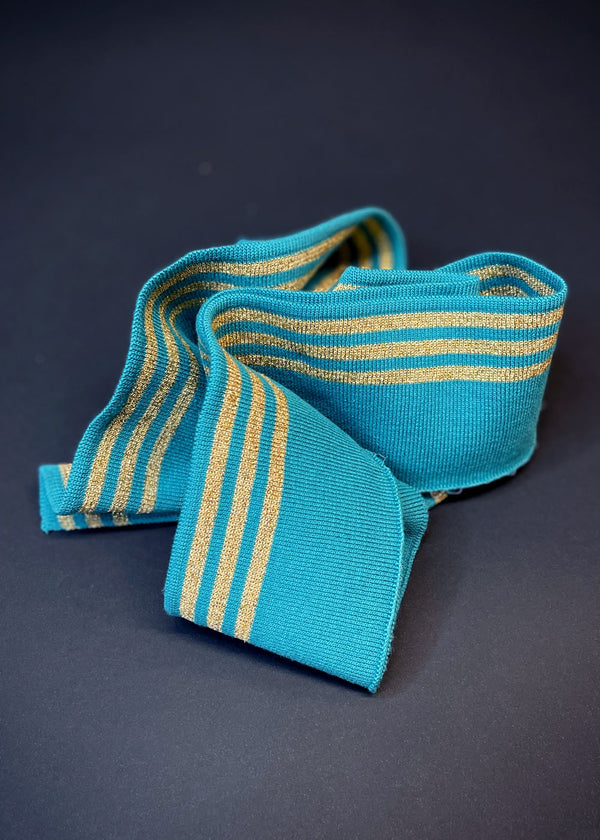 Striped Cotton Rib - Teal + Gold