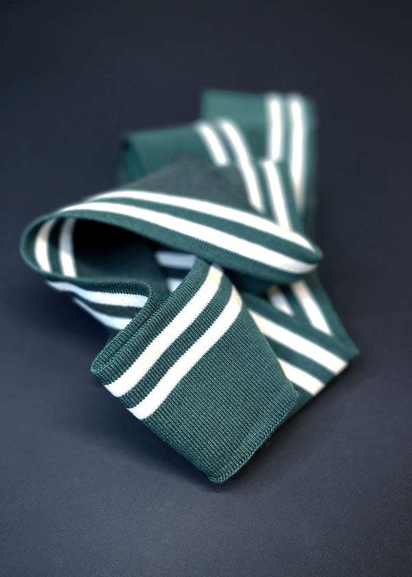 Striped Cotton Rib -  Dark Green + White