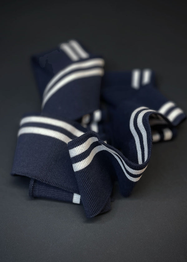 Striped Cotton Rib -  Navy + White