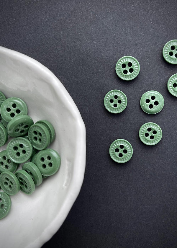 Vintage Buttons - Glass Army Green 10mm